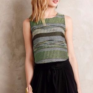 Anthropologie Leifsdottir Green Woven Crop Top